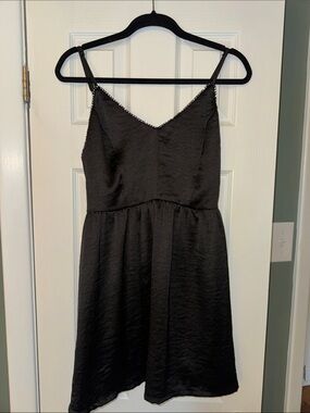 Mustard Seed Black Mini Spaghetti Strap Dress